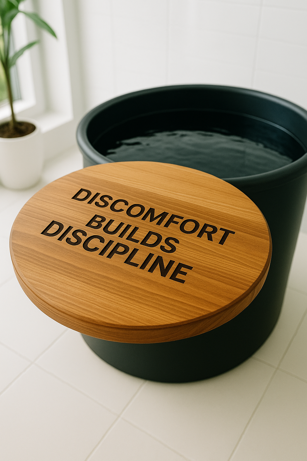 COLD BUILT™ Ice Bath Lid – “Discomfort Builds Discipline”