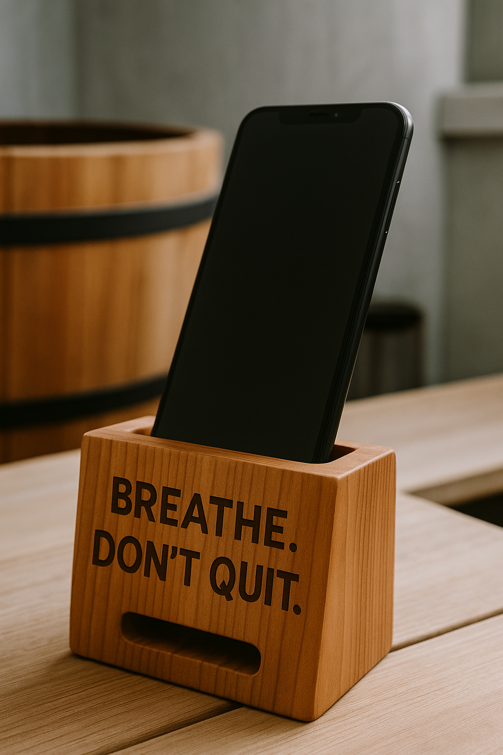 COLD BUILT™ Ice Bath Phone Holder – “Breathe. Don’t Quit.”